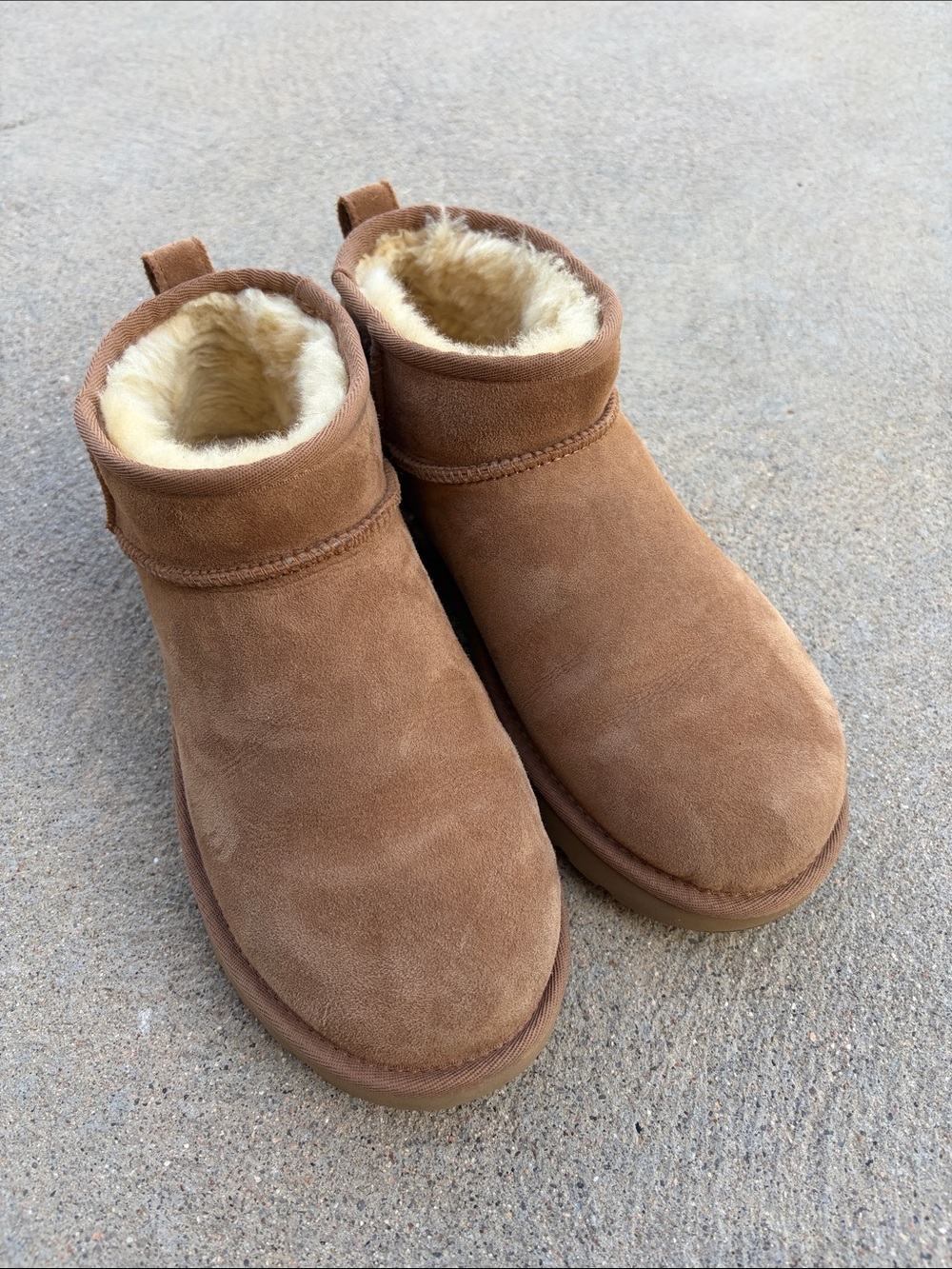 UGG Chestnut Suede Shearling Ankle Boots